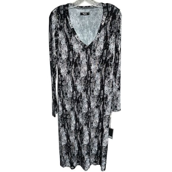 NWT Michael Lauren Rivera Long Sleeve V Neck Midi 3/4 Length Side Slit Dress M - Picture 2 of 12